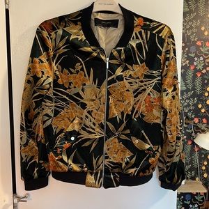 Zara floral velvet bomber jacket